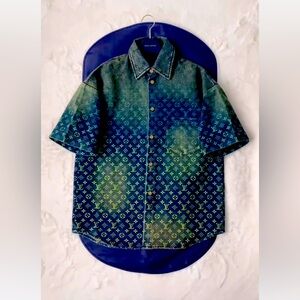 Title: Louis Vuitton Monogram Gradient Denim Shirt and Shorts Set - Size Large